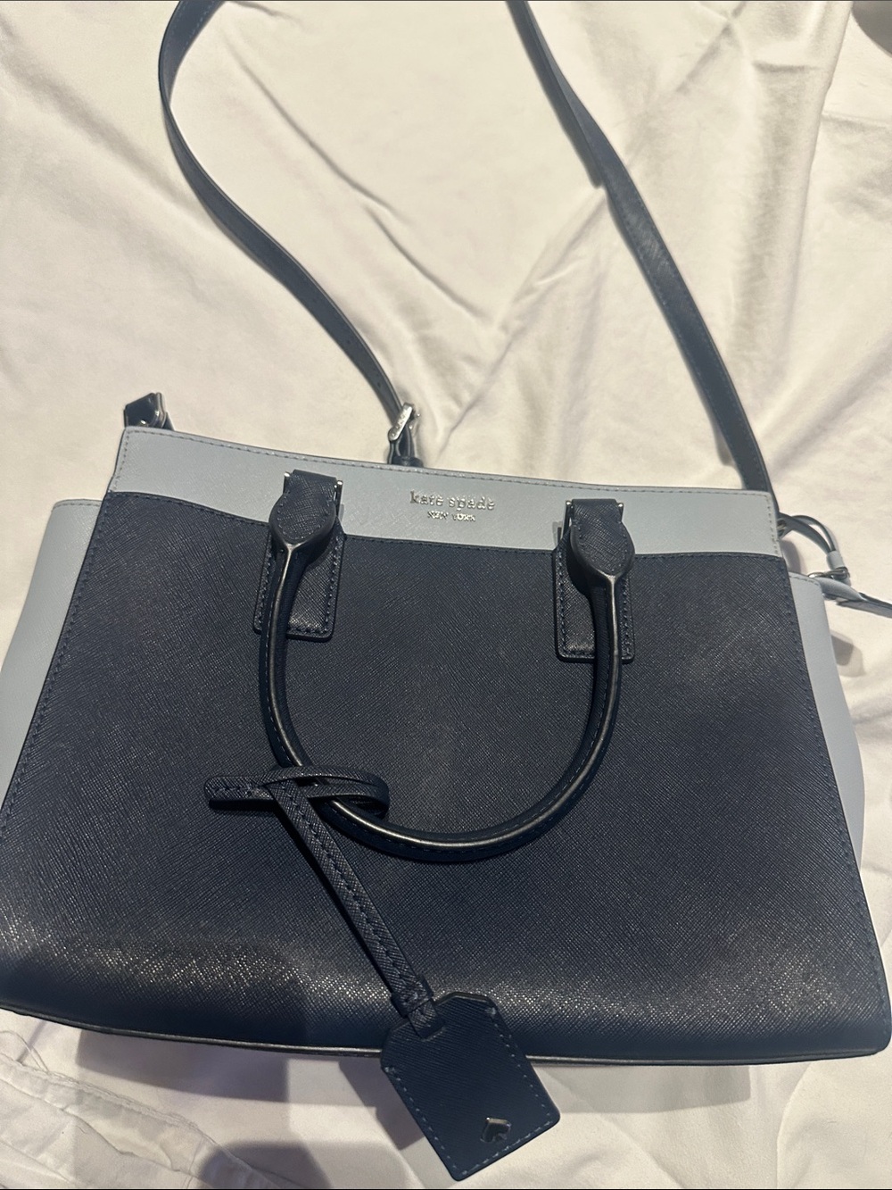 kate spade Navy and Light Blue Structured Satchel with Shoulder Strap